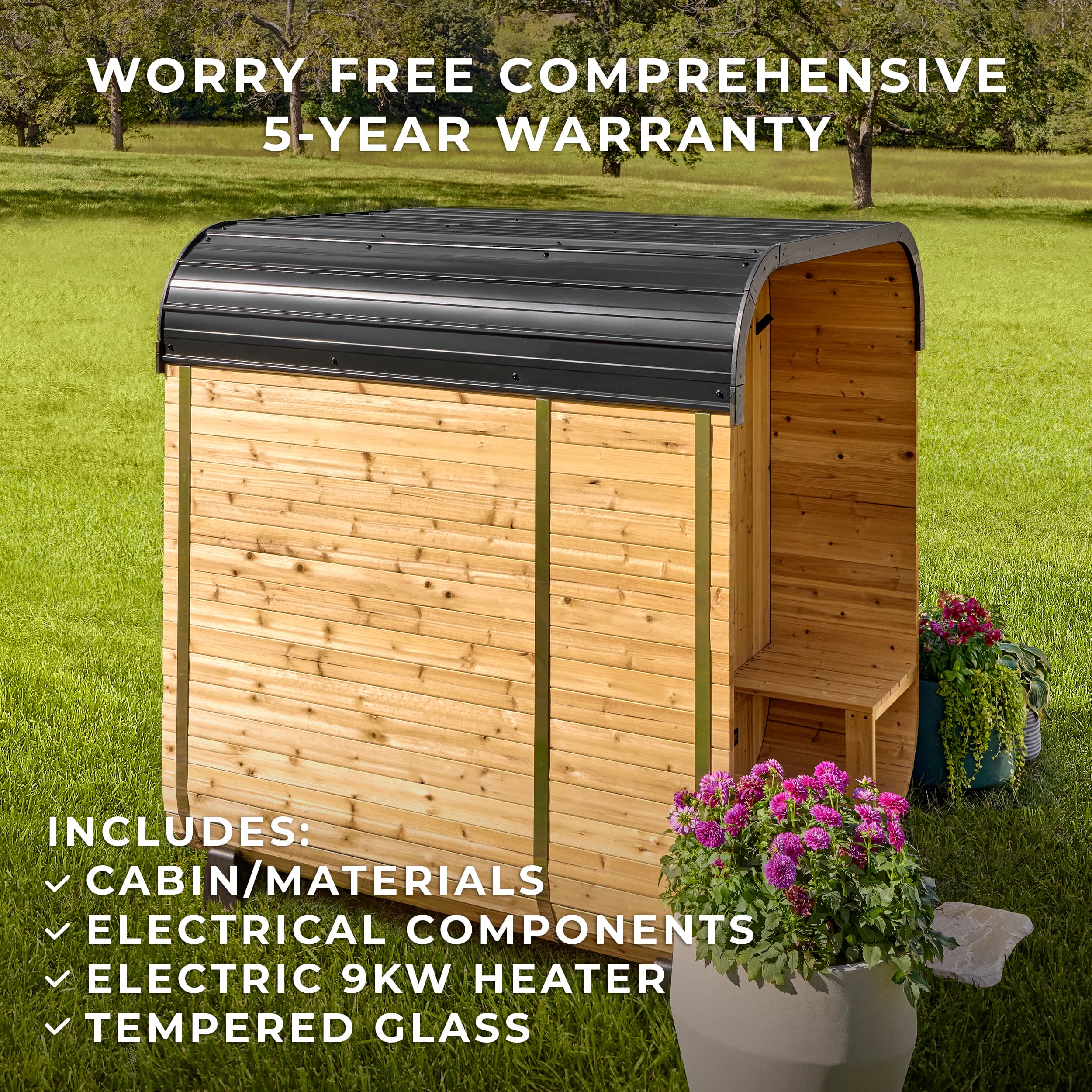 Lennon Outdoor Cube Sauna with Porch – 2-4 Person - view 2