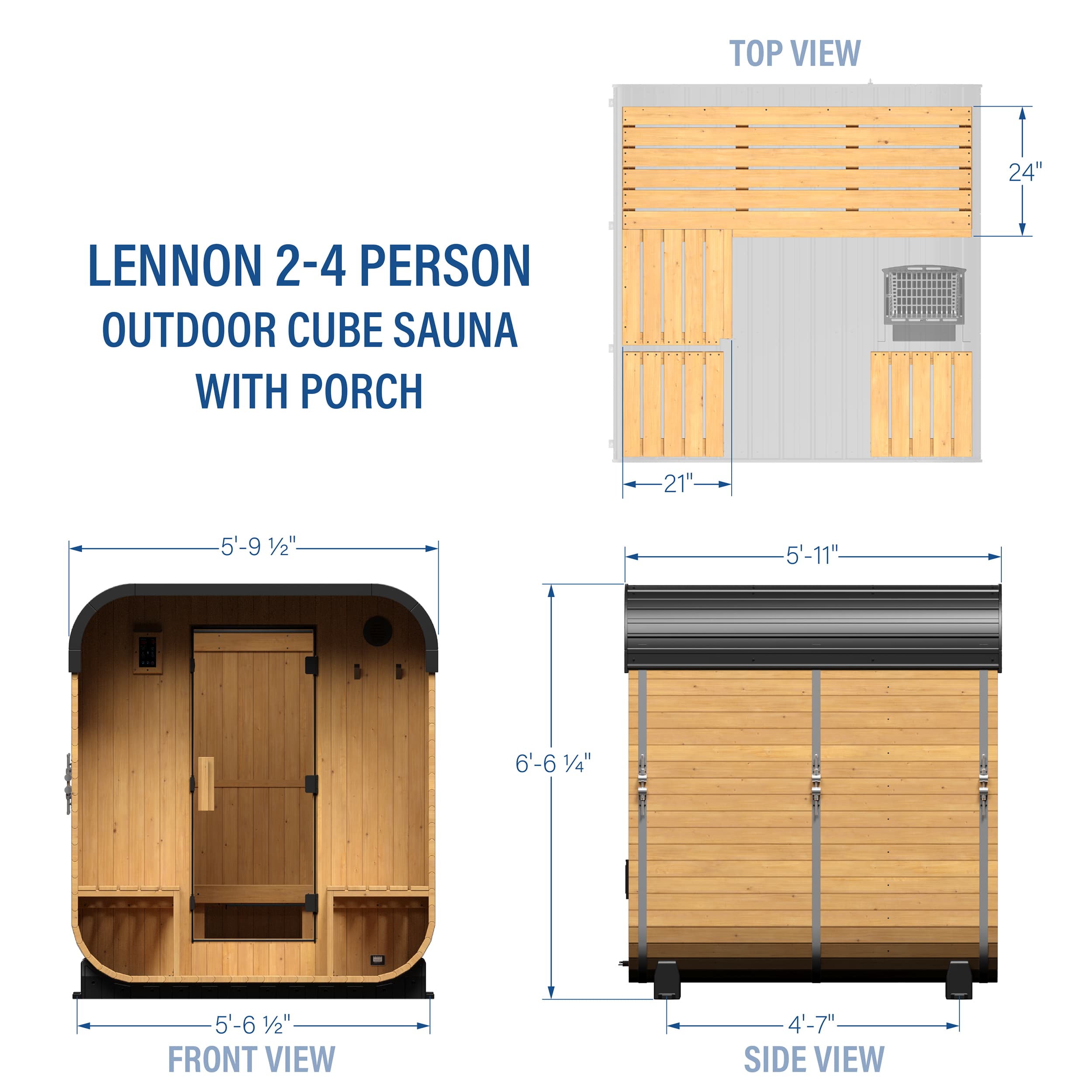 Lennon Outdoor Cube Sauna with Porch – 2-4 Person - view 6