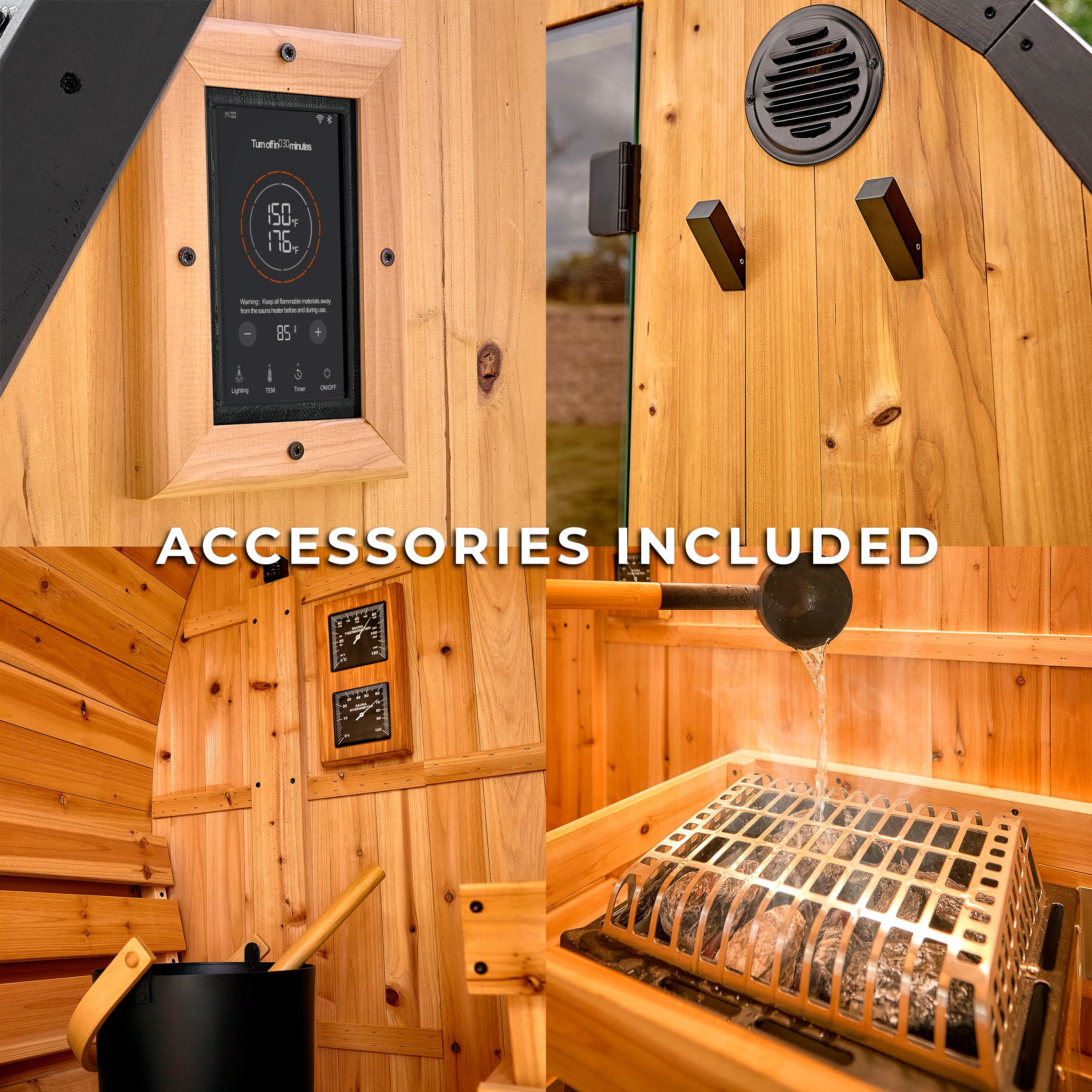 Paxton Outdoor Barrel Sauna with Porch – 2-4 Person - view 5