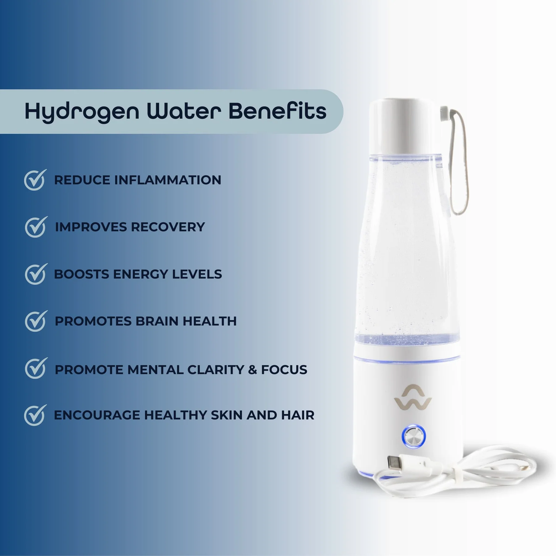 HydroFlow - Hydrogen Water Bottle - White - view 2