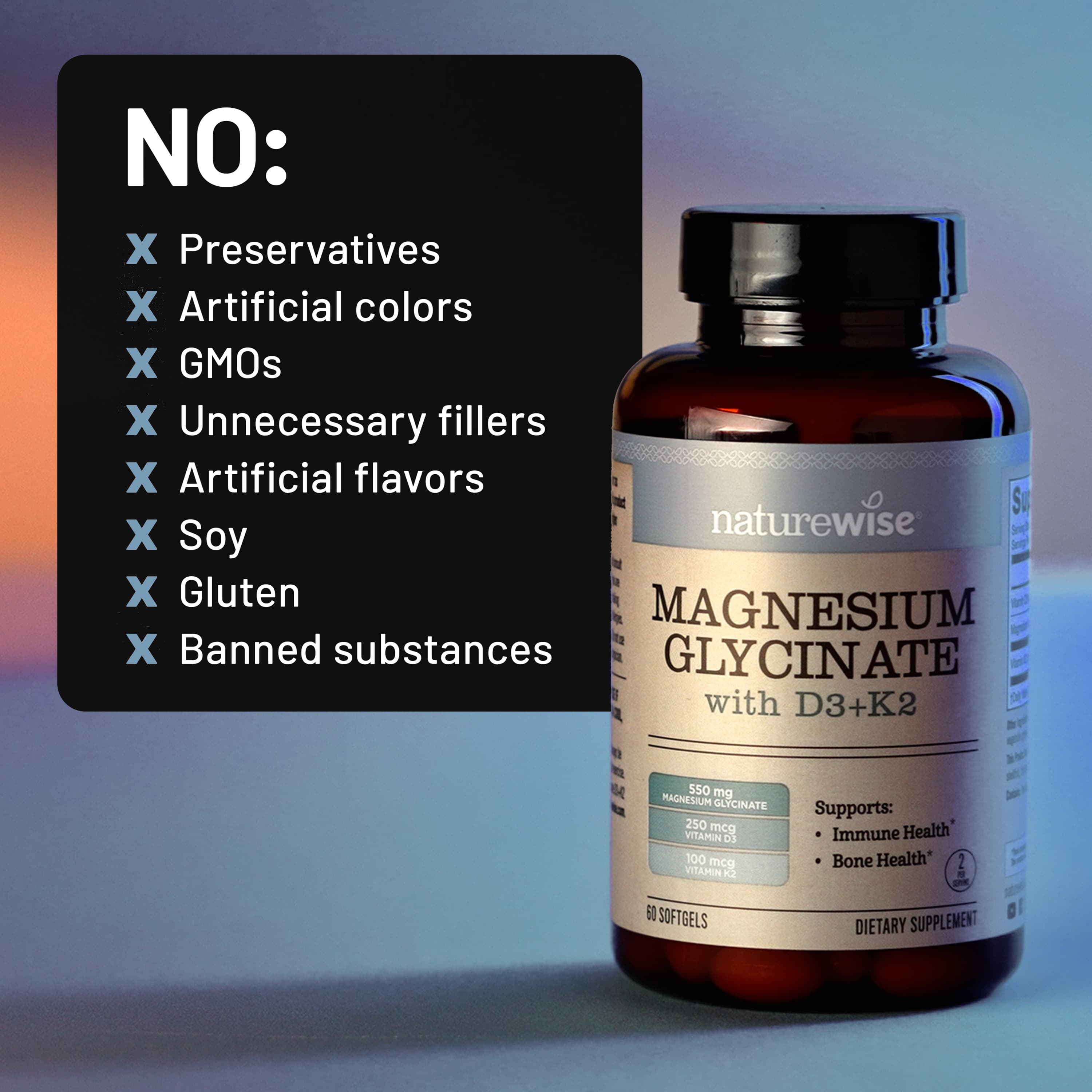 NatureWise Magnesium Glycinate + D3 & K2 - view 2