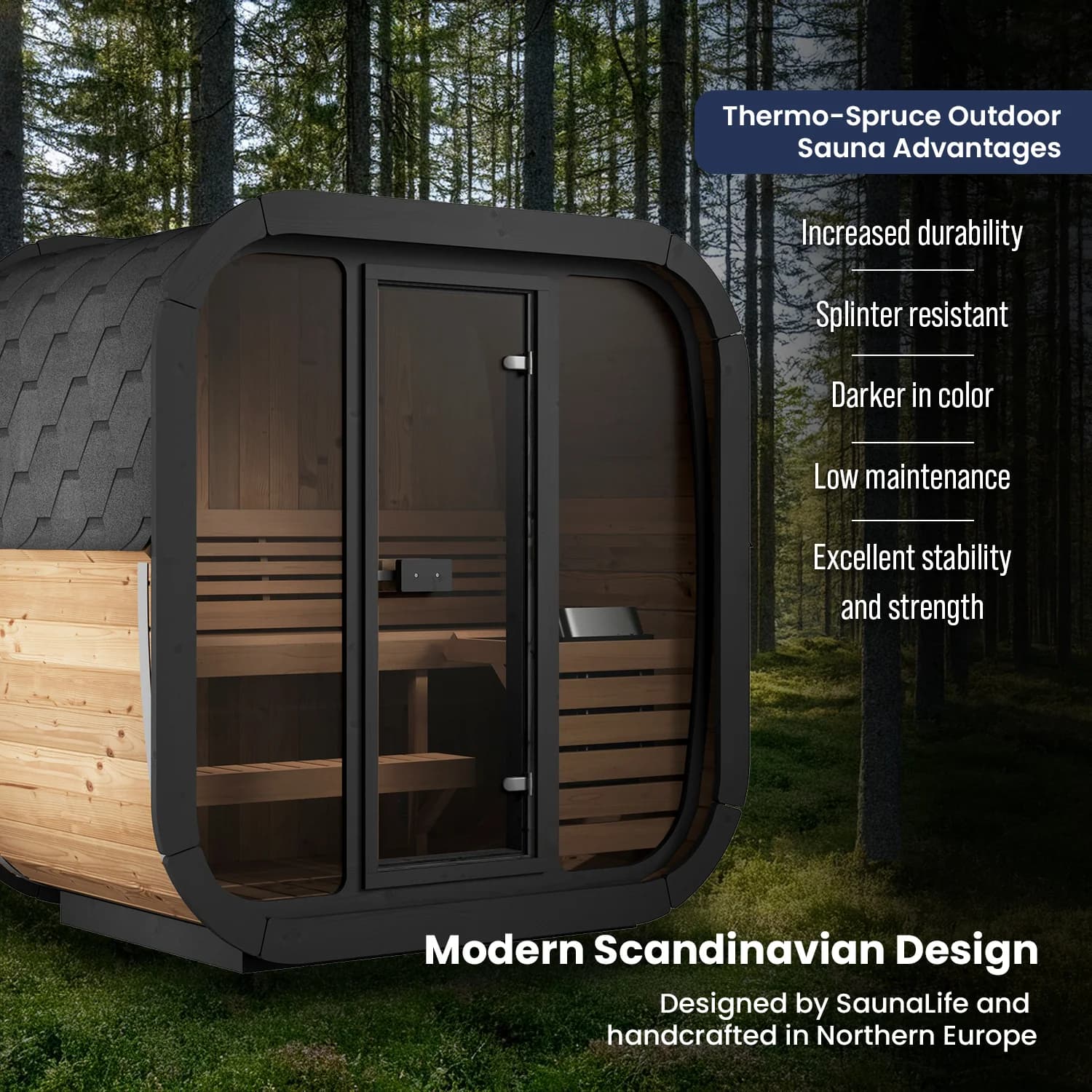 SaunaLife 3-Person Cube-Series Outdoor Home Sauna - view 3