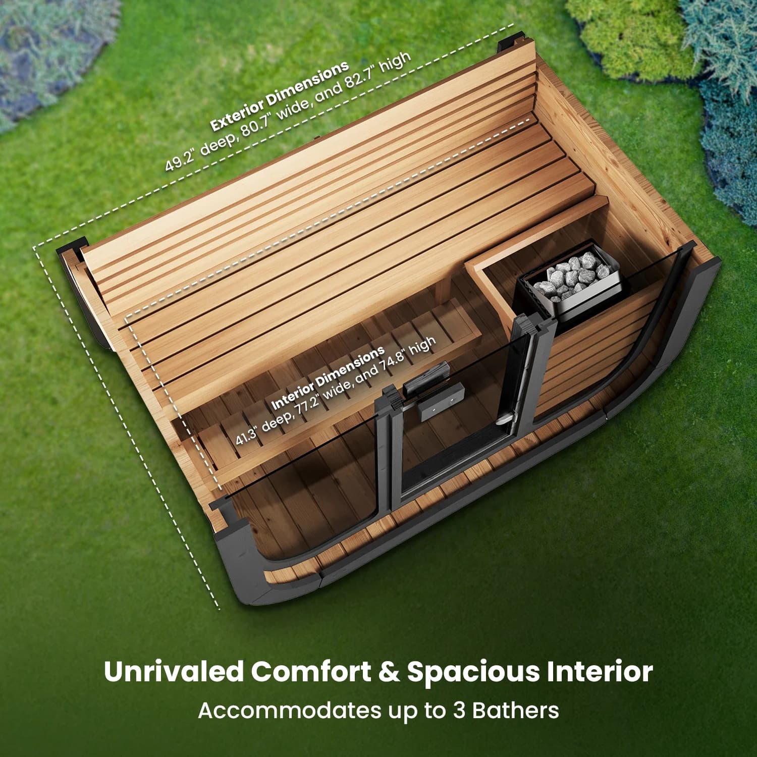 SaunaLife 3-Person Cube-Series Outdoor Home Sauna - view 6