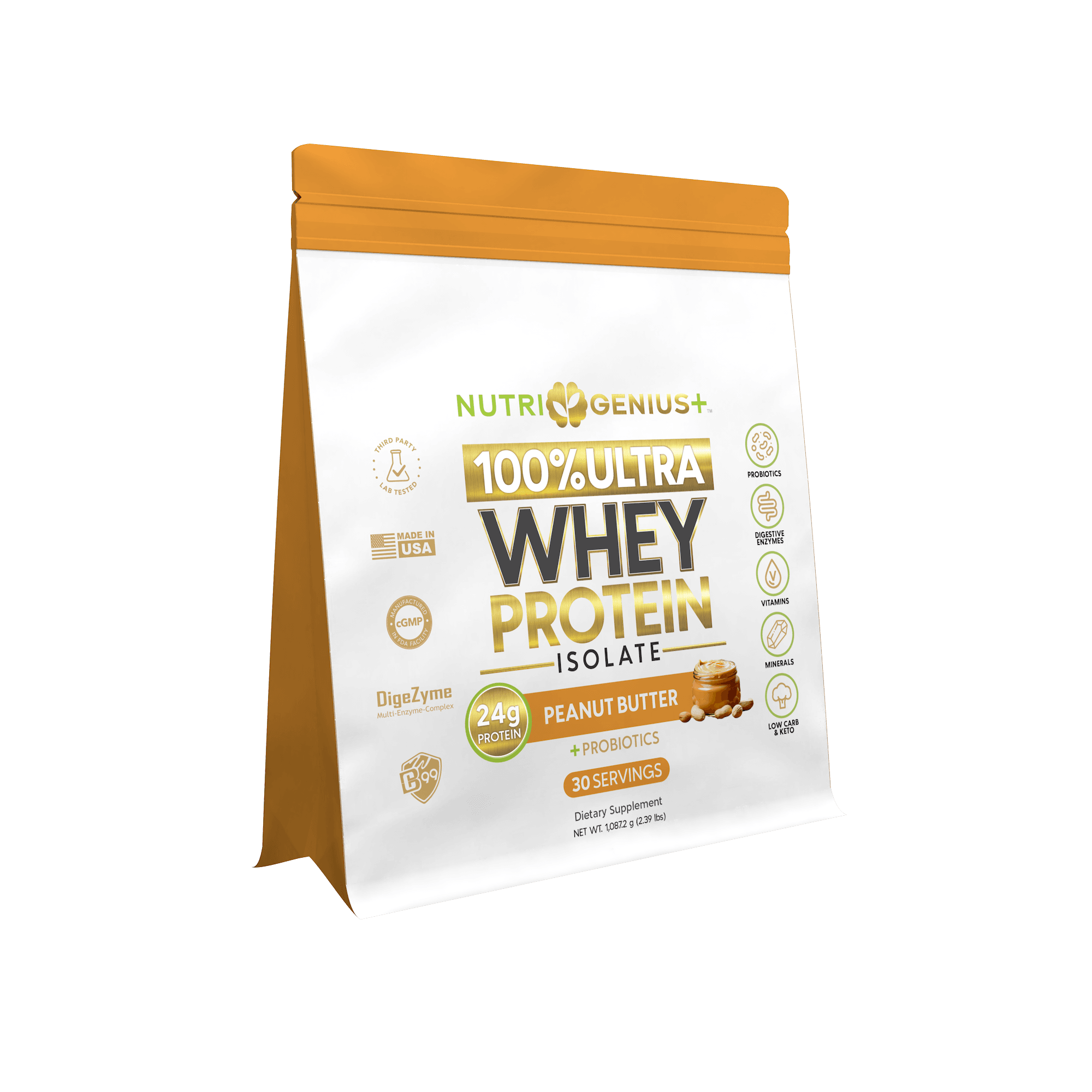 Whey Protein Isolate Nutri Genius Plus - Peanut Butter 30 servings - view 1