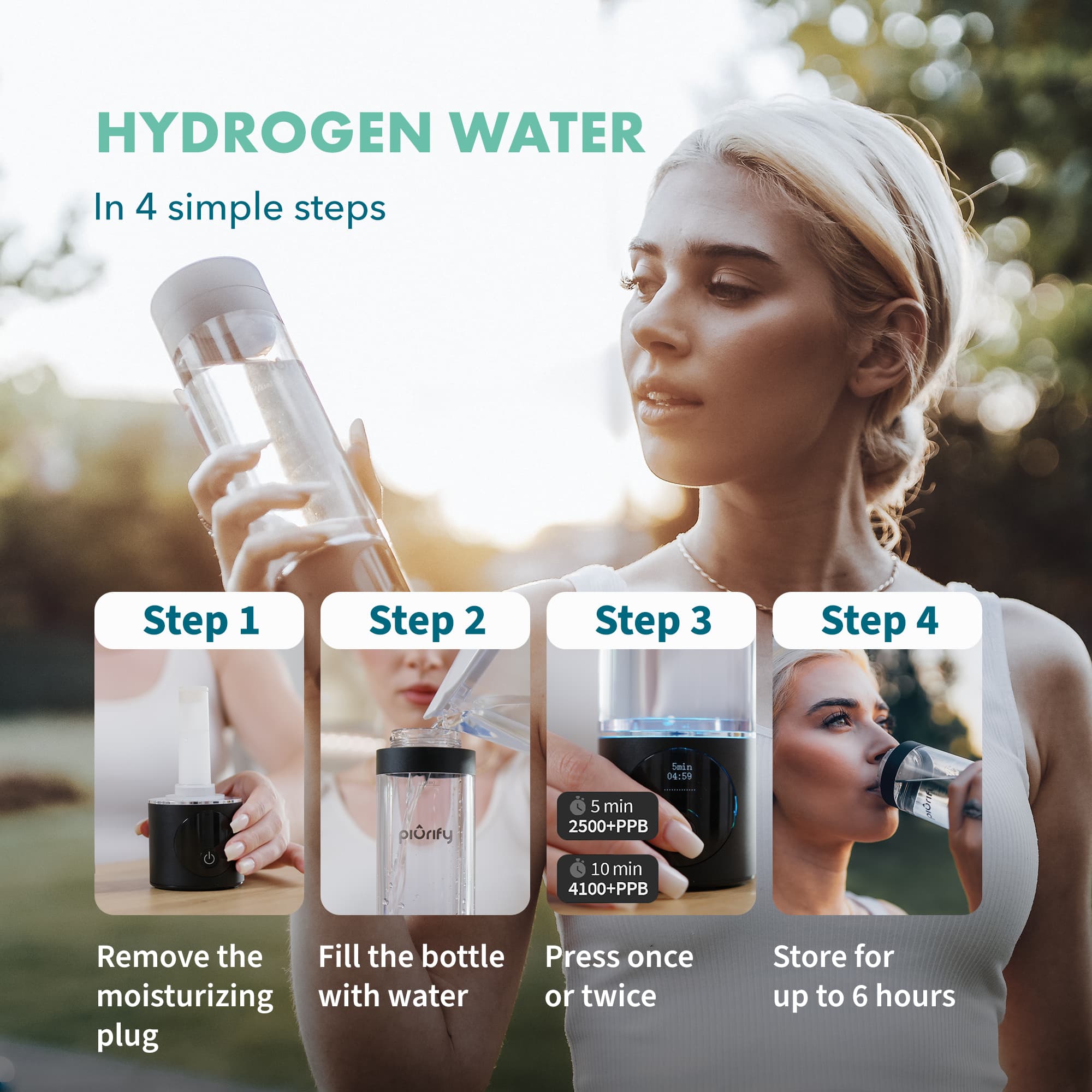 PIURIFY Hydrogen Water Bottle - view 5