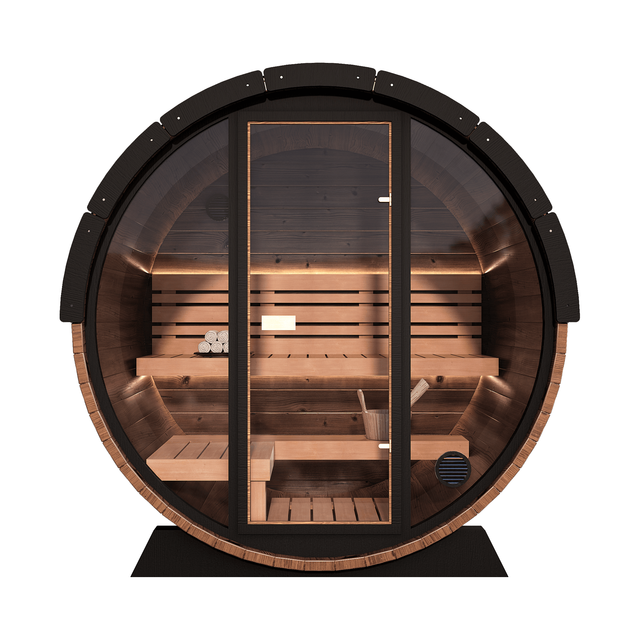 Nordic II Front Glass Traditional Outdoor Barrel Sauna - view 1