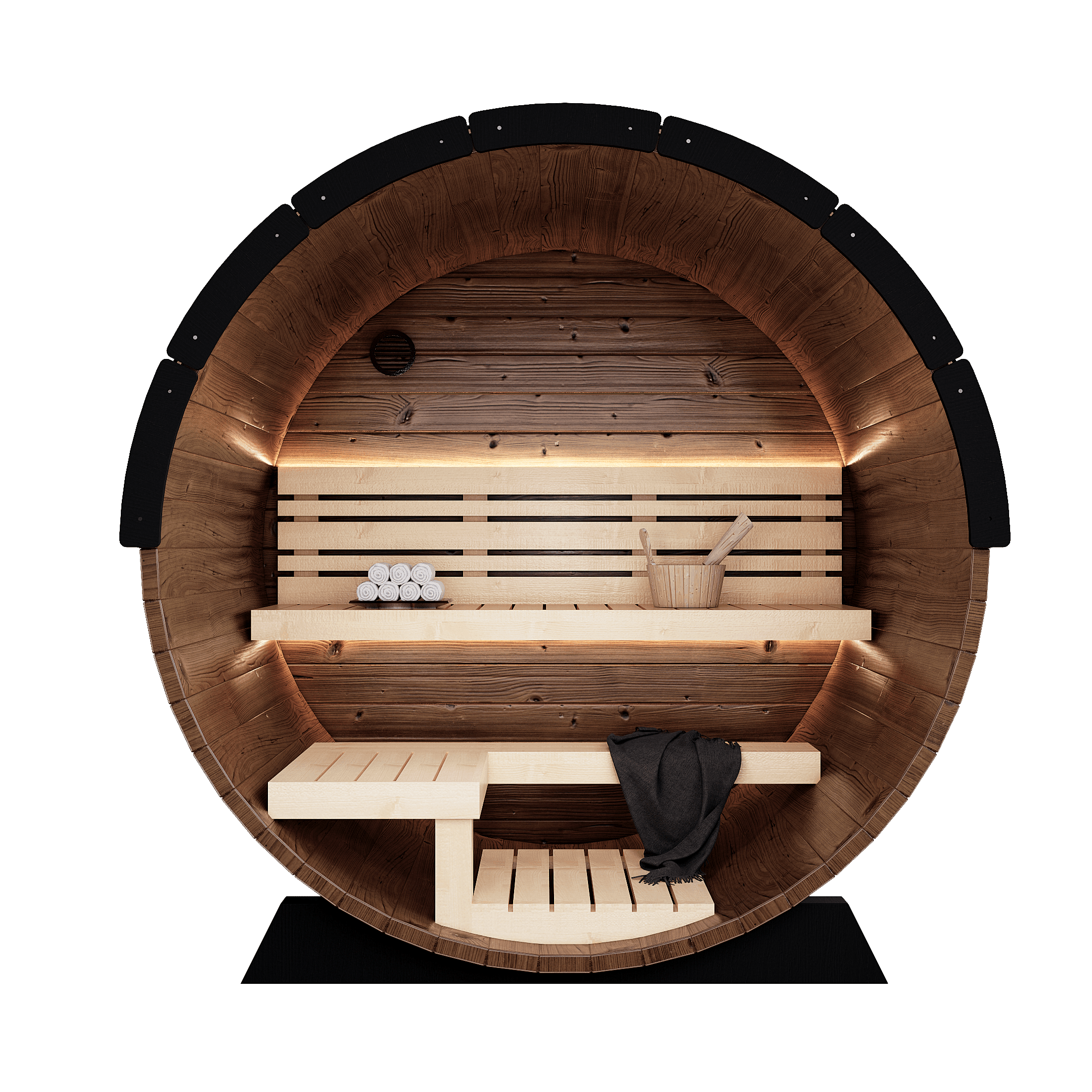 Nordic II Front Glass Traditional Outdoor Barrel Sauna - view 5
